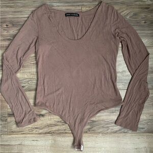 Naked Wardrobe longsleeve “Come around” bodysuit XL in Coco